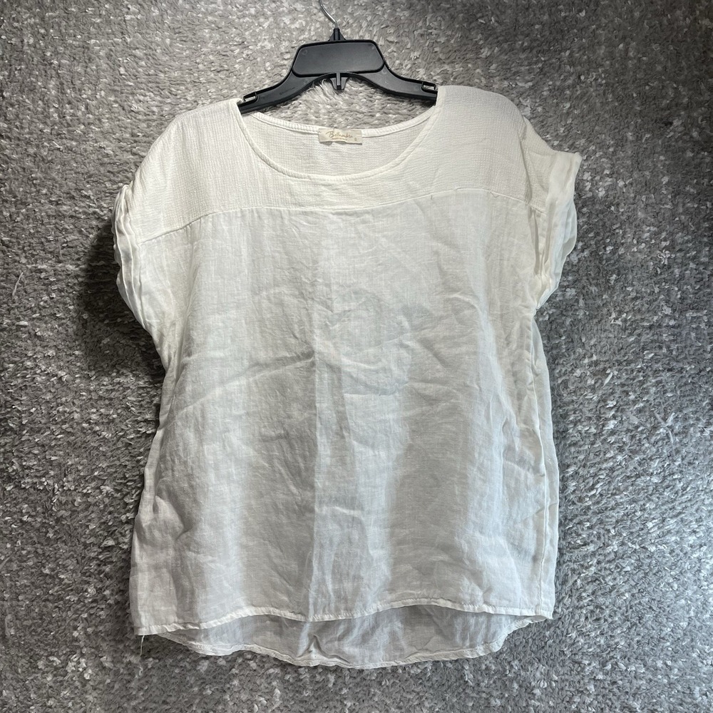 Bellambra Made In Italy White Linen Top Lightweight Beach Coastal Preppy S‎